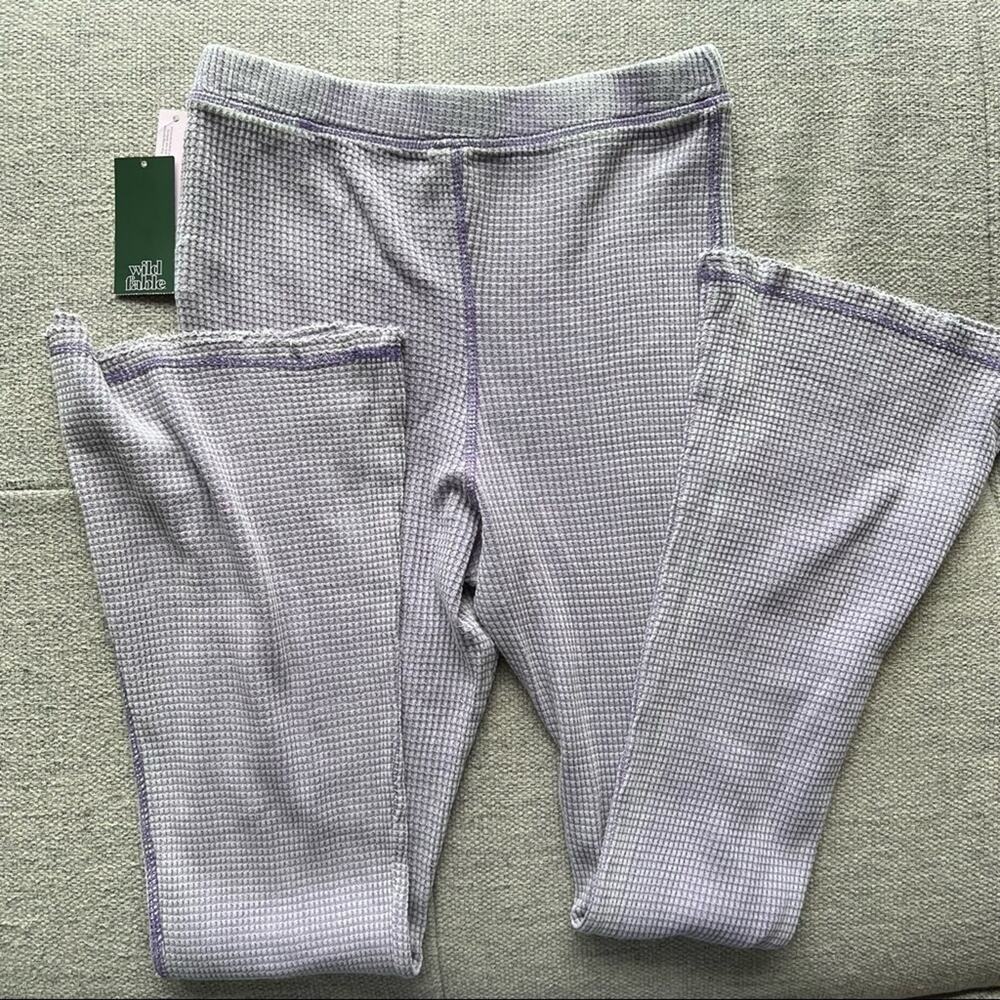 NWT Wild Fable Waffle Knit Thermal Boho Flare Leg Pants Legging Purple XXL - Picture 2 of 11